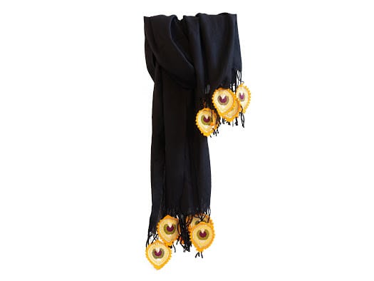 Happy Threads Trendy Stoles with Crochet Motifs (Black & Yellow)